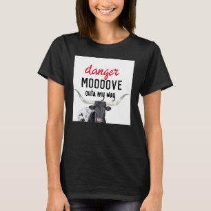 T-shirt drôle vache longhorn noir et blanc humour