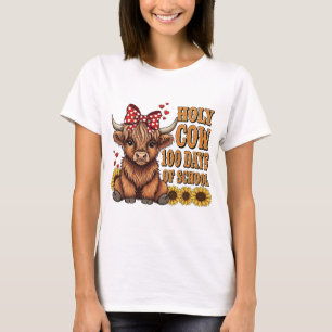 T-shirt Drôle Vache Sacrée 100 Jours d'École Occidental Bo