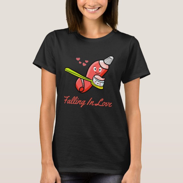 T-shirt Drôle Valentine dentifrice Love Brosses à dents Pu (Devant)