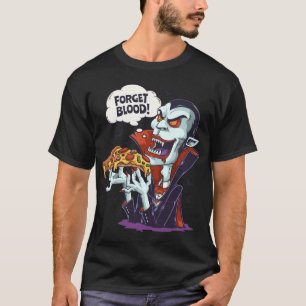 T-shirt Drôle Vampire Manger Pizza Halloween Costume pâle