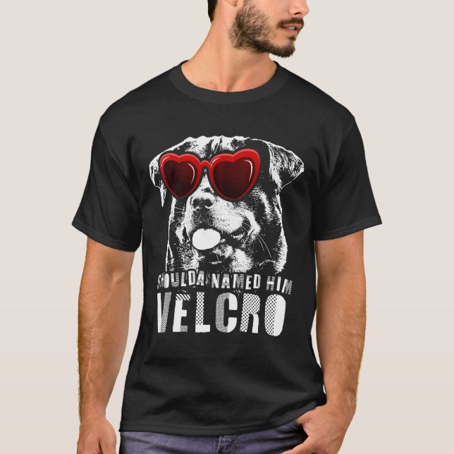T-shirt Drôle Velcro Rottweiler cadeau de chien (Devant)