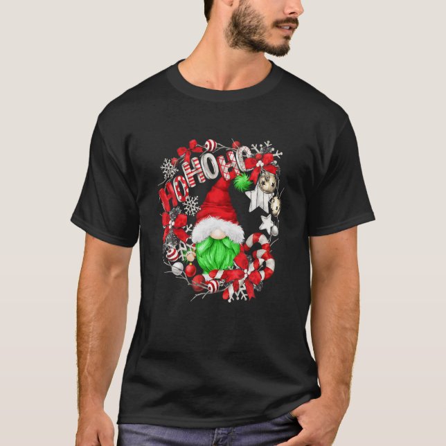 T-shirt Drôle Vert Noël Gnome Père Noël Pour Femmes - Mign (Devant)