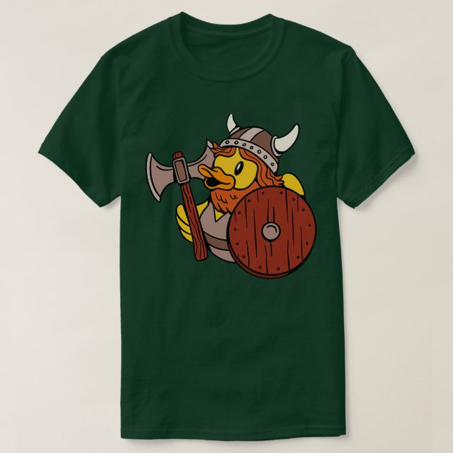 T-shirt Drôle Viking en caoutchouc Canard Ax Bouclier Casq (Design devant)