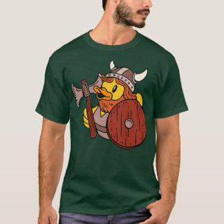 T-shirt Drôle Viking en caoutchouc Canard Ax Bouclier Casq