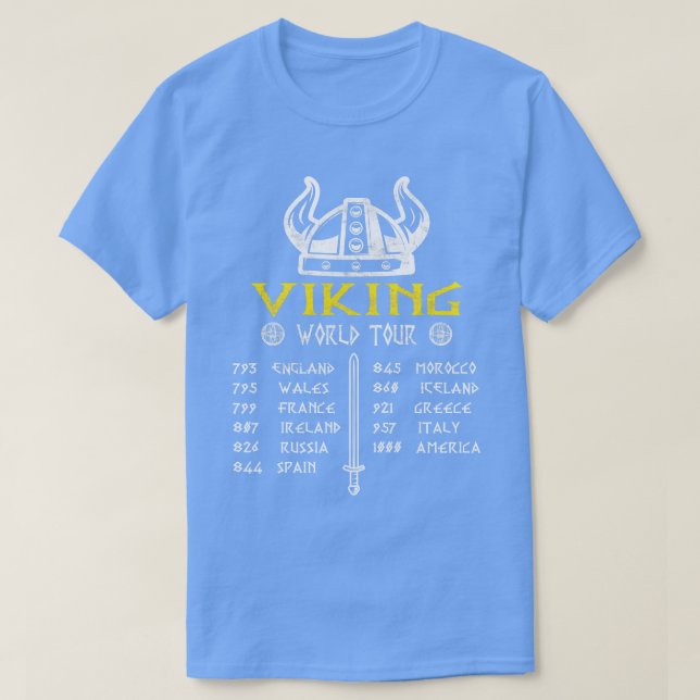T-shirt Drôle Viking World Tour Raid À Valhalla Norse M (Design devant)