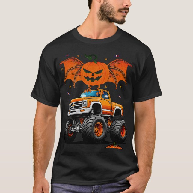 T-shirt Drôle vintage Citrouille fantôme Halloween Monster (Devant)