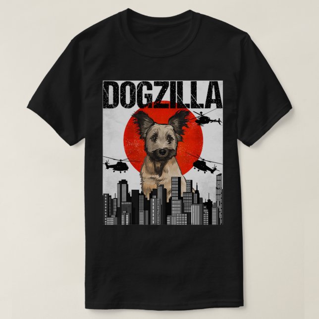 T-shirt Drôle Vintage japonais Dogzilla Skye Terrier (Design devant)