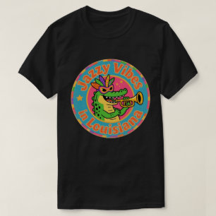 T-shirt Drôle Vintage Louisiana Alligator Mardi Gras Jazz