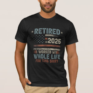 T-shirt Drôle Vintage Retraité 2025 Retraite Hommes Femmes