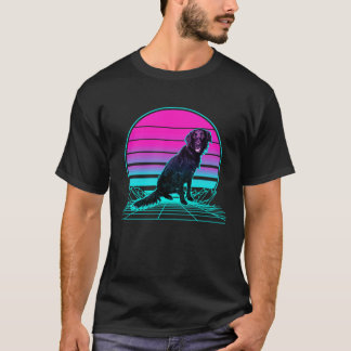 T-shirt Drôle Vintage Rétro Coucher de soleil Retriever à