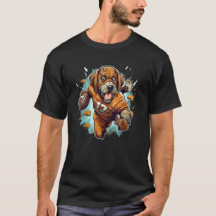 T-shirt Drôle visage de chien de quart-arrière dans le Tri