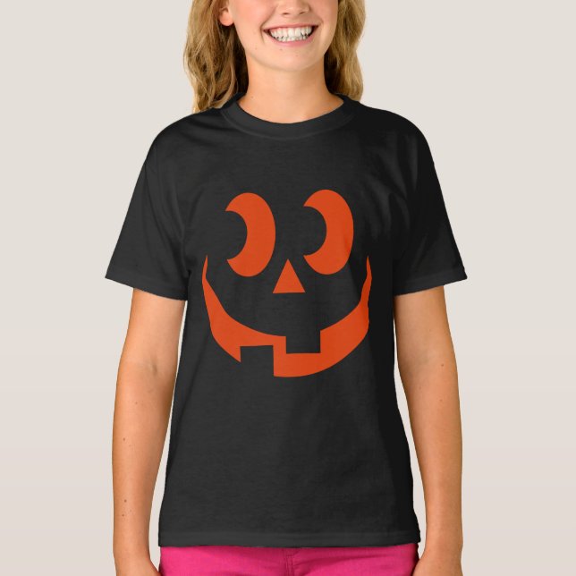T-shirt Drôle Visage Silly Citrouille Jack-o'-lantern (Devant)