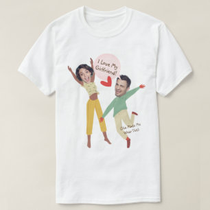 T-shirt Drôle Visage-Whimsical I Love My Girlfriend Photo 