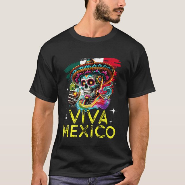 T-shirt Drôle Viva Mexique Cabrones Fête de l'Indépendance (Devant)