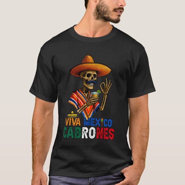 T-shirt Drôle Viva Mexique Cabrones Fête de l'Indépendance (Devant)