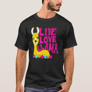 T-shirt Drôle Vivre Amour Lama Fleur Pouvoir Animal Graphi