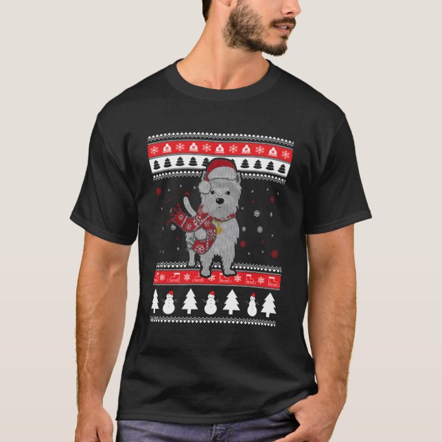T-shirt Drôle Westie Vilain Graphisme Pour Noël (Devant)