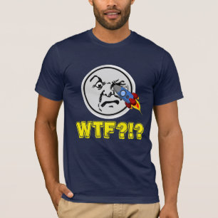 T-shirt Drôle "WTF?!?" Vieil Homme Lune Attrape Fusée dans