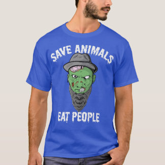T-shirt Drôle Zombie Dit Halloween Lover Vegan Plaisanteri