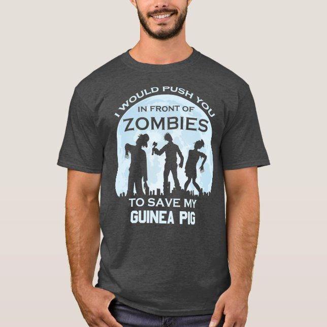 T-shirt Drôle Zombie Halloween animal de compagnie Guinée  (Devant)