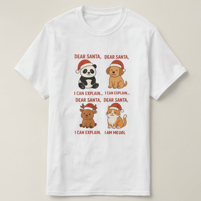 T-shirt “Drôles d'animaux de Noël avec des chapeaux de Pèr (Design devant)