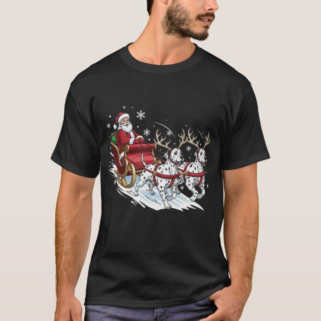 T-shirt Drôles de chiens dalmatiens de Noël (Devant)