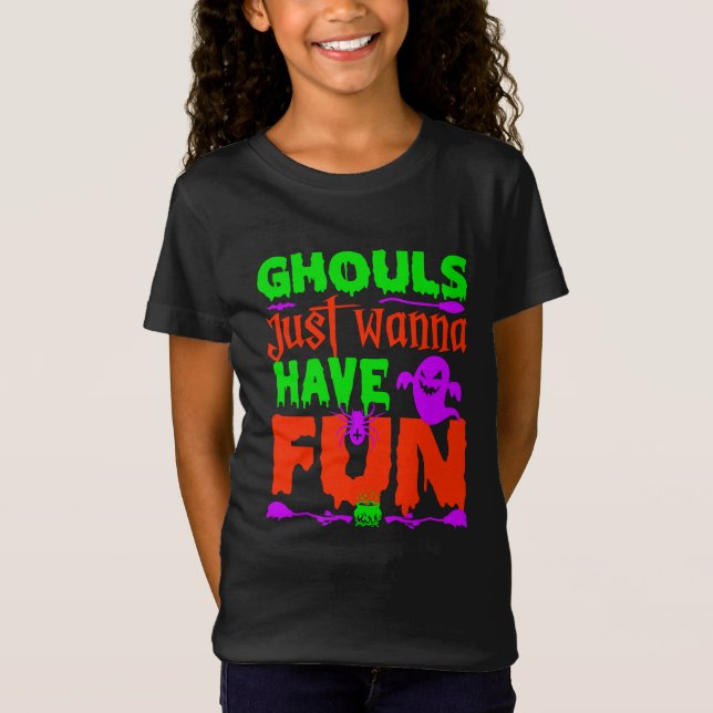 T-Shirt Drôles de goules d'Halloween veulent juste s'amuse (Devant)