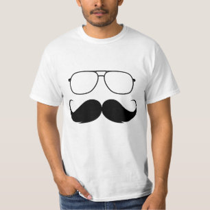 T-shirt drôles de lunettes de moustache en noir