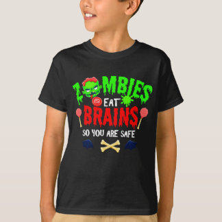T-shirt Drôles de zombies Halloween Mange des Cerveaux Vou