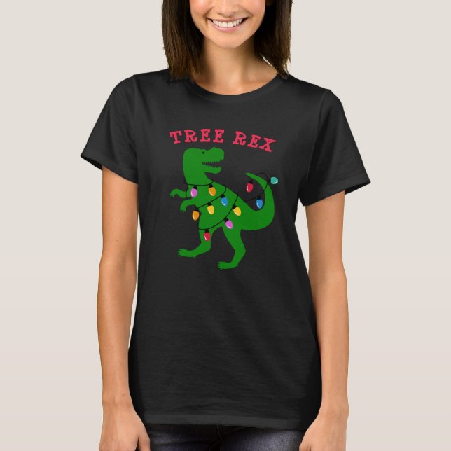 T-shirt drôles+noël+chemise,arbre+rex+noël,t-rex+din (Devant)