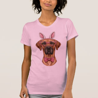 T-shirt Drôles oreilles de lapin de Pâques lunettes roses