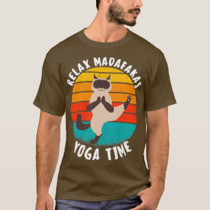 T-shirt drôles yoga rétro madafakas chat siamese faire yog