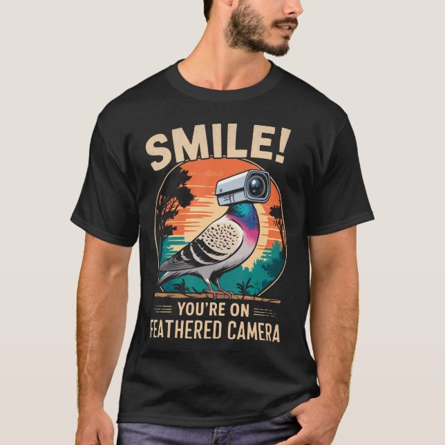 T-shirt Drone caméra oiseau de surveillance à plumes enreg (Devant)
