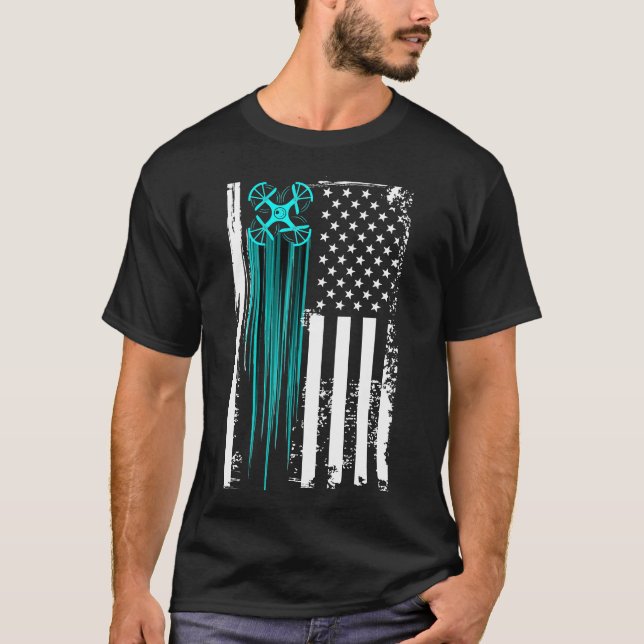 T-shirt Drone Drapeau Us (Devant)