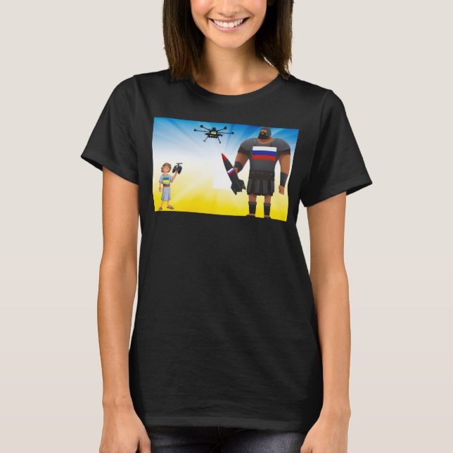 T-shirt Drone Noir Ukrainien (Devant)