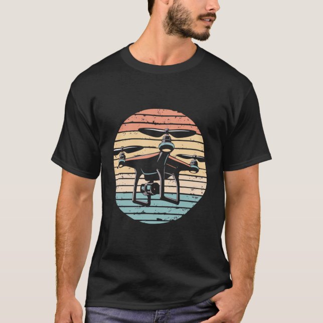 T-shirt Drone Quadcopter drone pilote drone Flying Retro (Devant)