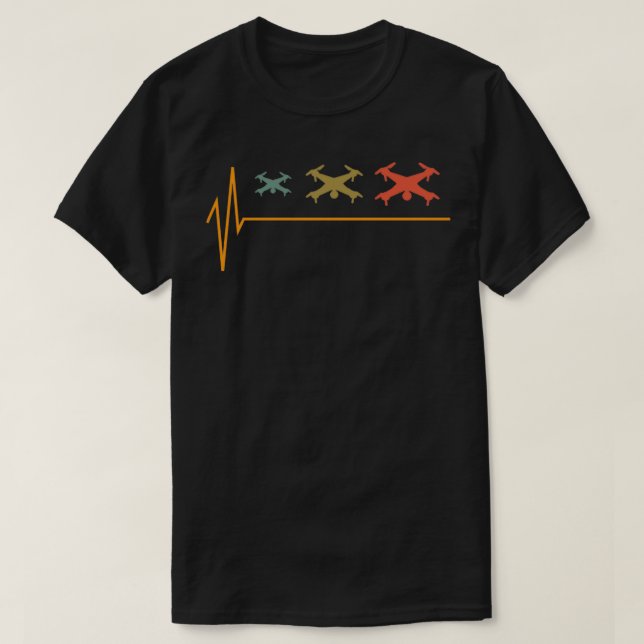 T-shirt Drone Retro Heartbeat (Design devant)