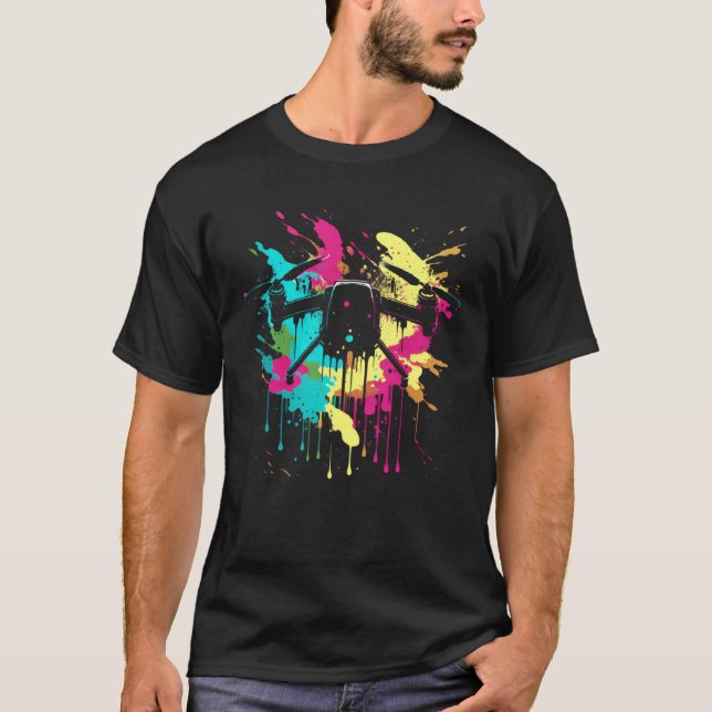 T-shirt Drone Splash Quadricoptère Pilote de Drone Rétro D (Devant)