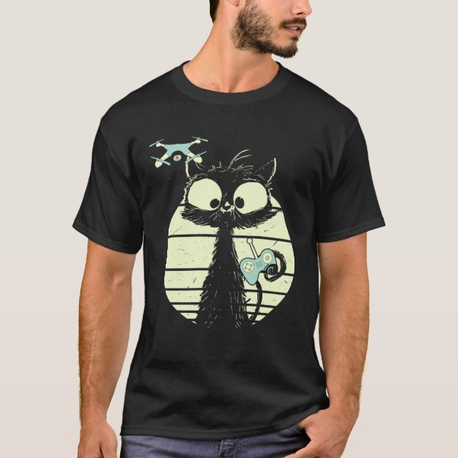 T-shirt Drones Chat Drone Pilote Joli Chat Quadrocopter Ch (Devant)