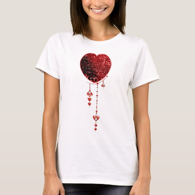 T-shirt Droplets Coeur et Coeur de la Parties scintillant  (Devant)