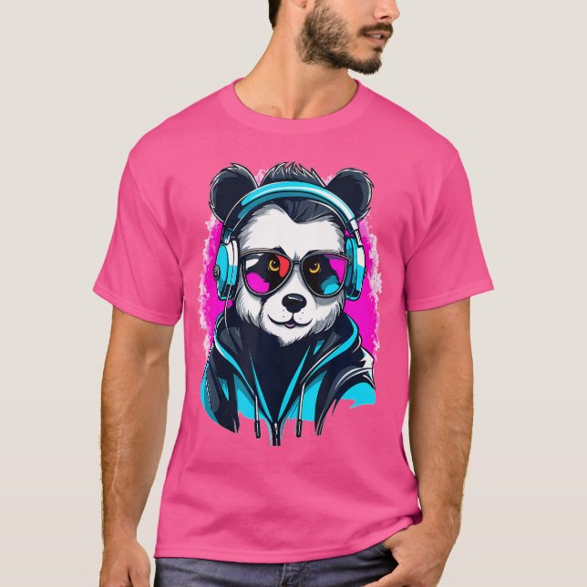 T-shirt Drum Et Basse Festival Cyberpunk Rave Panda (Devant)