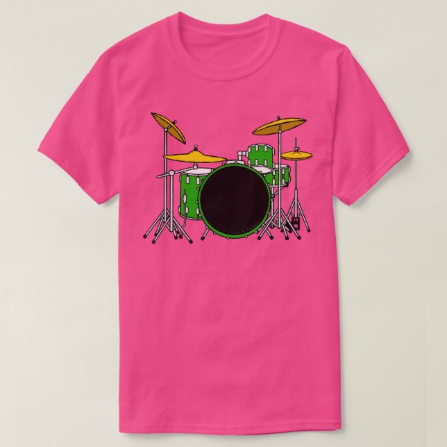 T-shirt Drum Kit vert Drummer Musicien (Design devant)