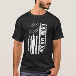 T-shirt Drum Major American Flag Marching Band Drum Majors