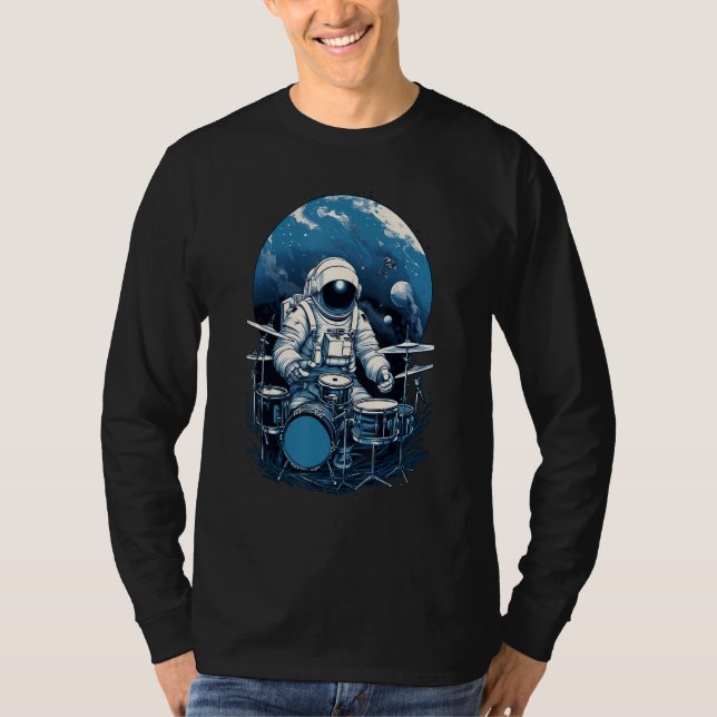 T-shirt Drum Playing Astronaut, Astronaut Drummer Boy Spac (Devant)