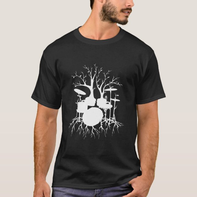 T-shirt drum set tree, poison drnr musician, en direct (Devant)