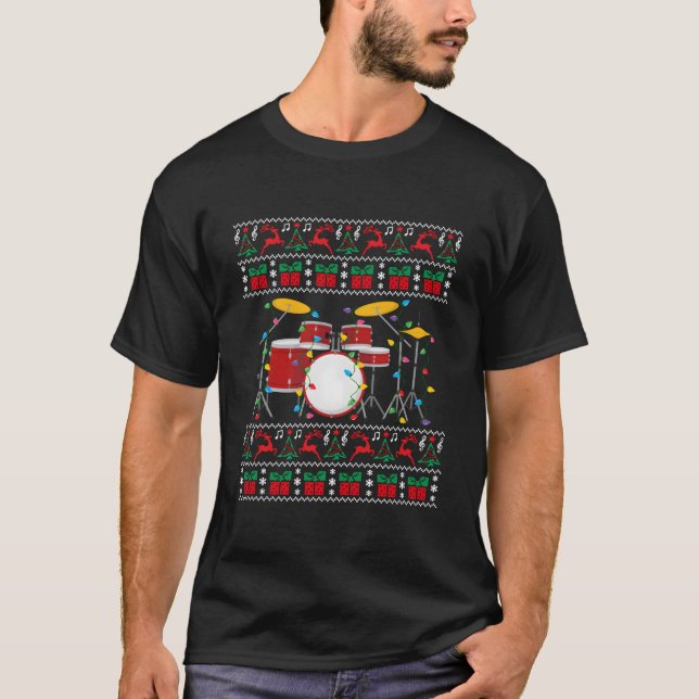 T-shirt Drum Ugly Drummer Lights Family (Devant)