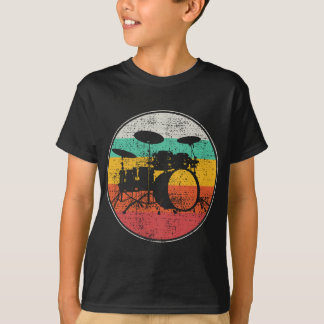 T-shirt Drummer Band Drumset Retro Vintage