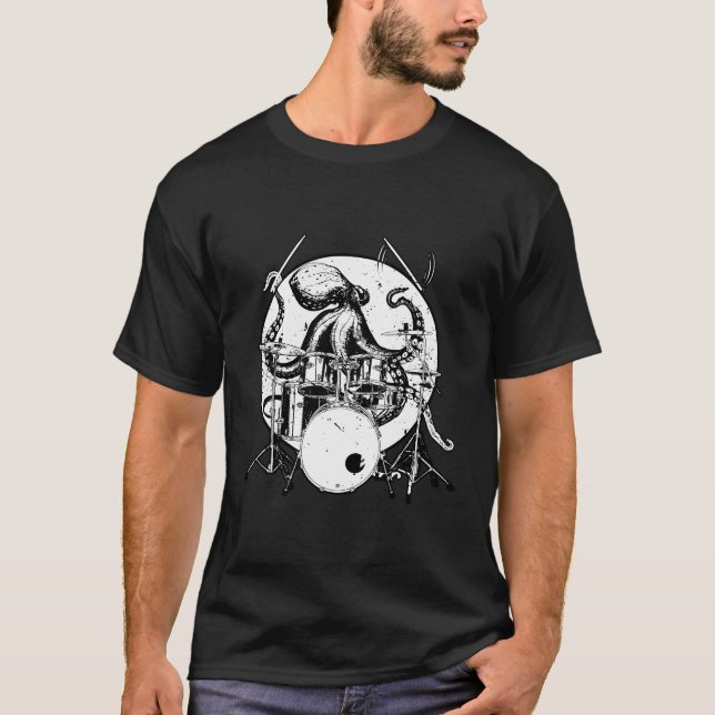 T-shirt Drummer cadeau Octopus Drum présent (Devant)