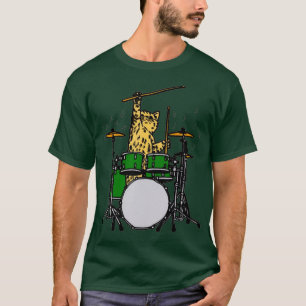 T-shirt Drummer Cat Music Lover Musicien Jouant Le