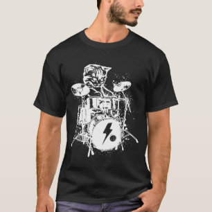 T-shirt Drummer Cat Musique Musicien Drums Cat